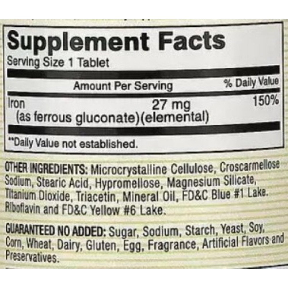 Мікроелемент Залізо Mason Natural Ferrous Gluconate 100 Tabs