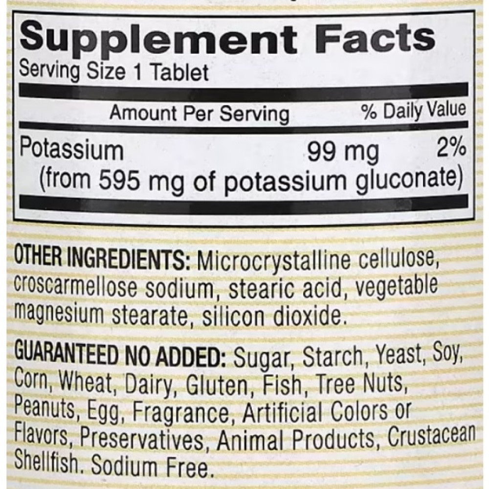 Мікроелемент Калій Mason Natural Potassium Gluconate 595 mg 100 Tabs