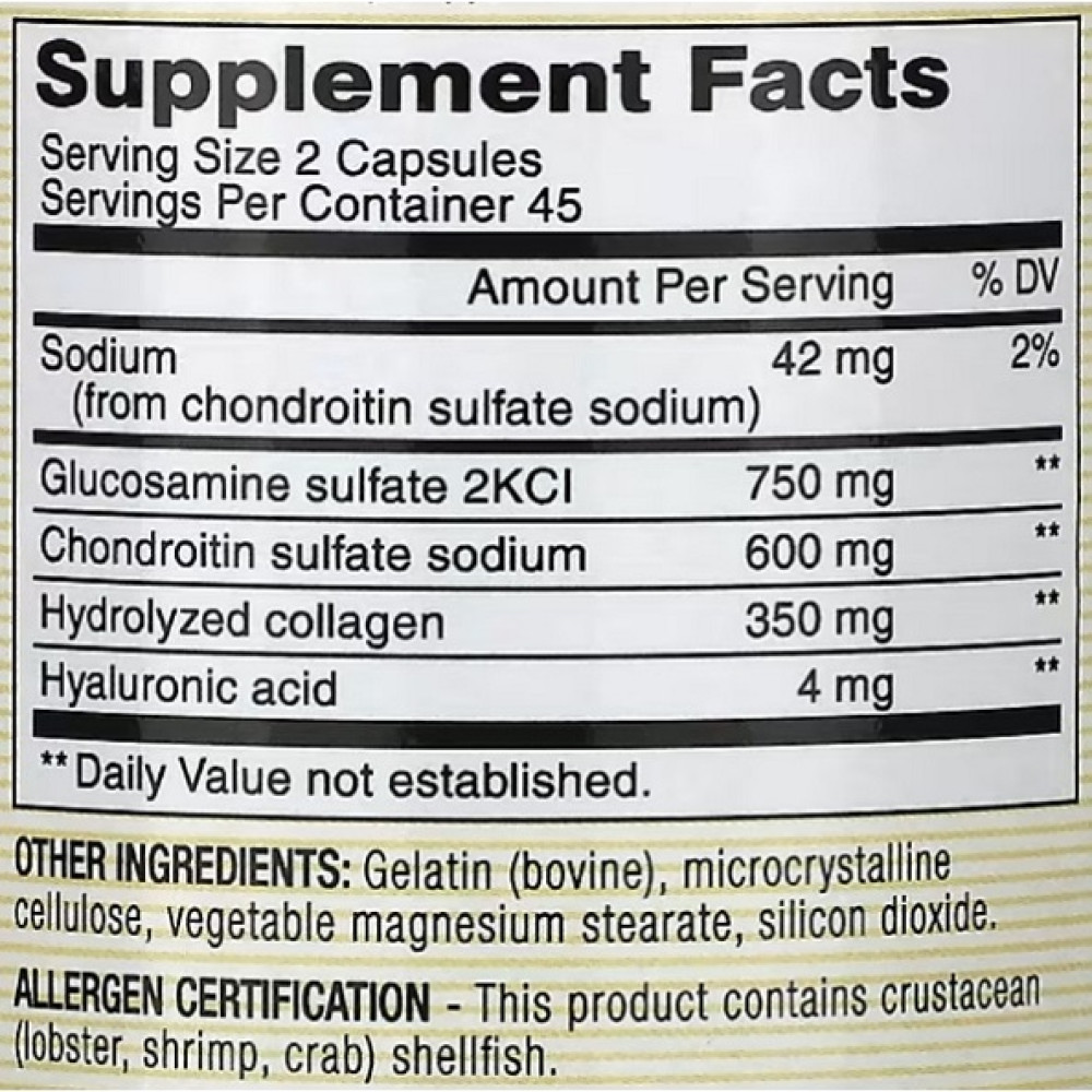 Препарат для суглобів та зв'зок Mason Natural Glucosamine Chondroitin With Collagen & Hyaluronic Acid 90 Caps