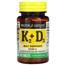 Вітамін K Mason Natural Vitamin K2 100 mcg Plus Vitamin D3 100 Tabs