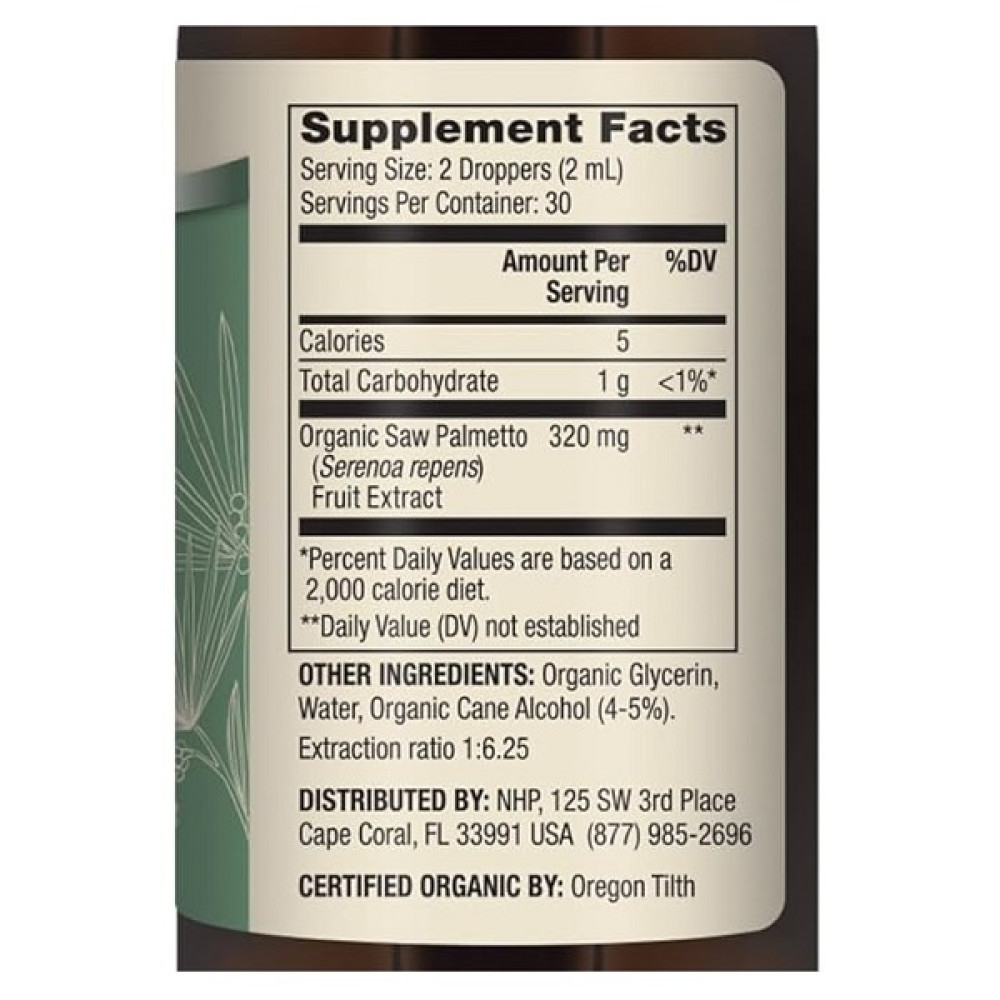 Екстракти ягід сереноа Dr. Mercola Organic Saw Palmetto 60 ml /30 servings/