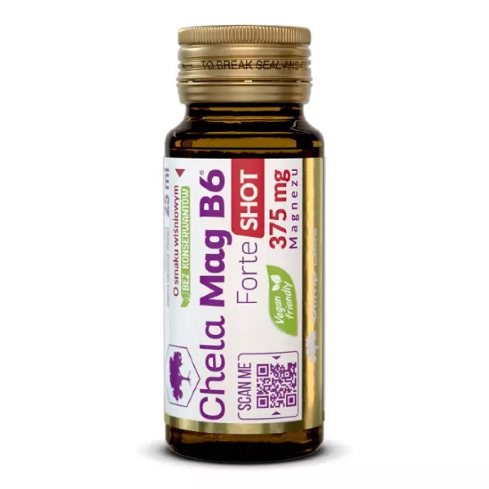 Вітамінно-мінеральний комплекс для спорту Olimp Nutrition Chela-Mag B6 Forte Shot БЛОК СТЕКЛО 9 х 25 ml Cherry