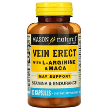 Комплекс для профілактики репродуктивної функції у чоловіків Mason Natural Vein Erect with L-Arginine & Maca 80 Caps