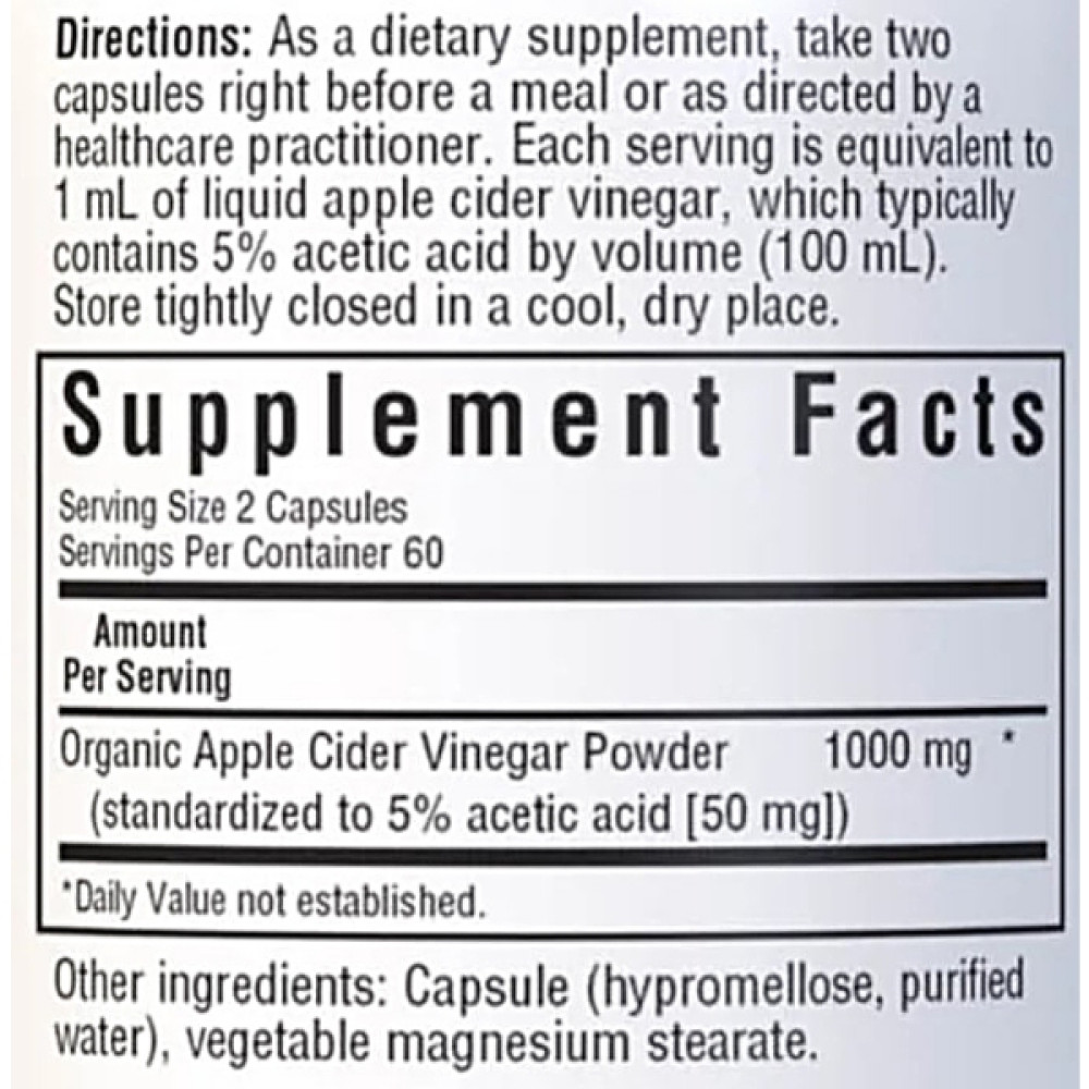 Яблучний оцет Bluebonnet Nutrition Apple Cider Vinegar 120 Veg Caps