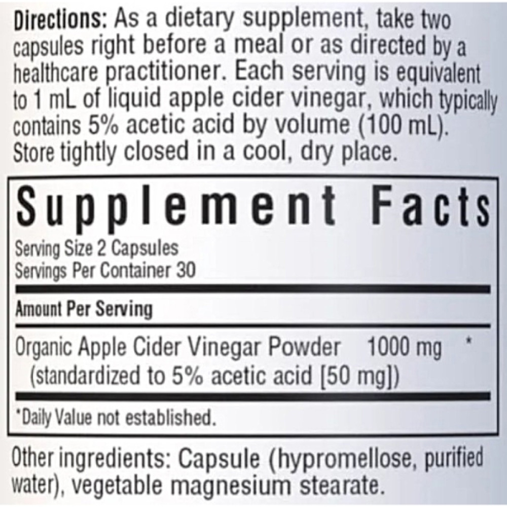 Яблучний оцет Bluebonnet Nutrition Apple Cider Vinegar 60 Veg Caps