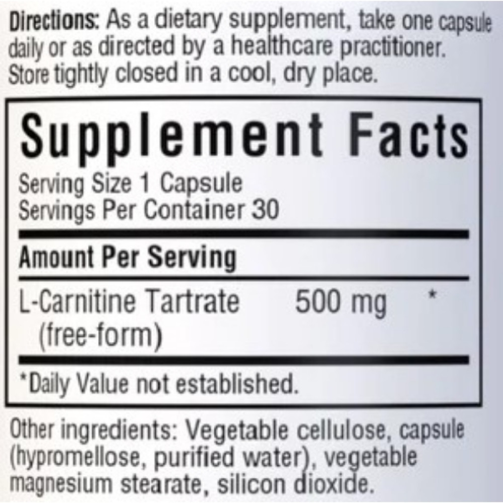 Карнітін Bluebonnet Nutrition L-Carnitine 500 mg 30 Veg Caps