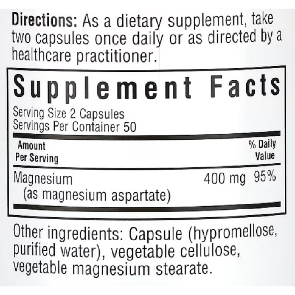 Мікроелемент Магній Bluebonnet Nutrition Magnesium Aspartate 100 Veg Caps