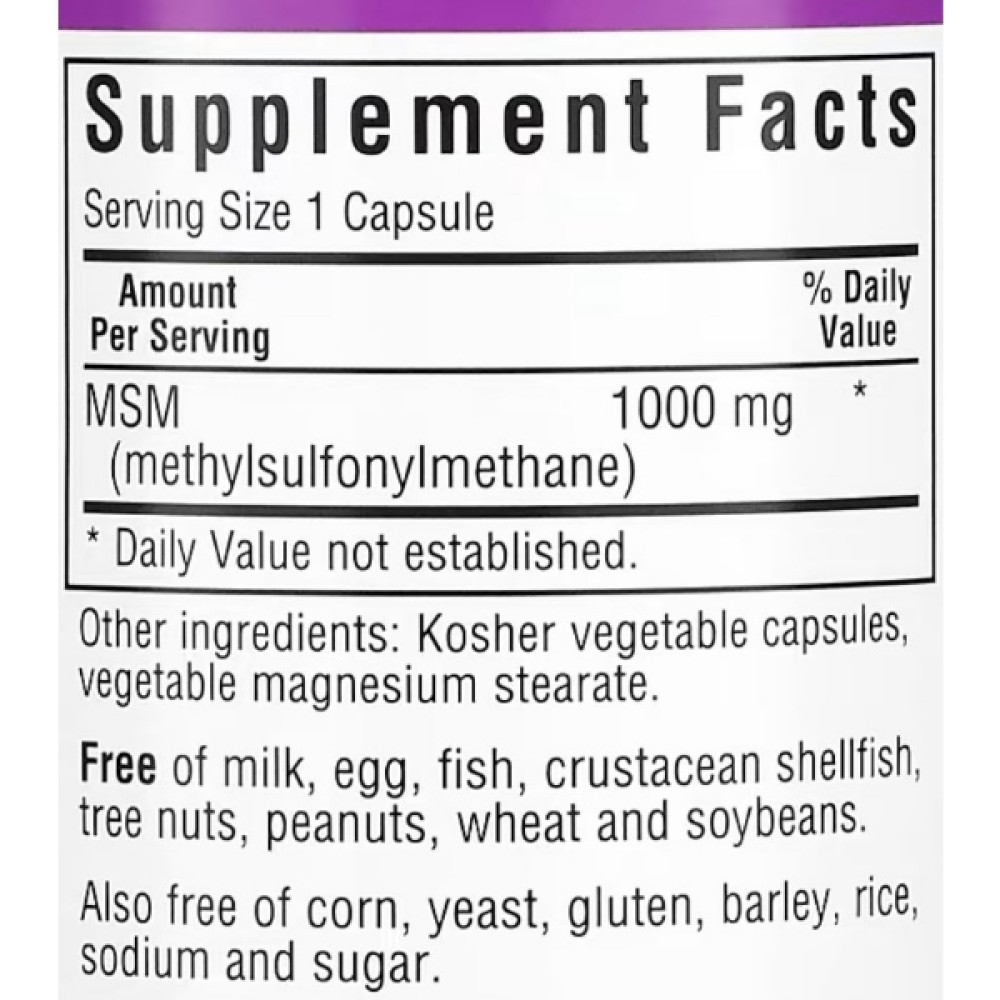Препарат для суглобів та зв'зок Bluebonnet Nutrition MSM 1000 mg 120 Veg Caps