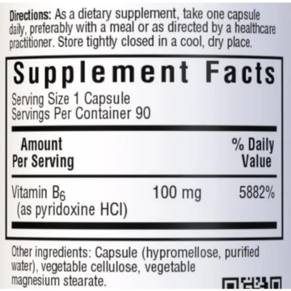 Пірідоксин Bluebonnet Nutrition Vitamin B6 100 mg 90 Veg Caps