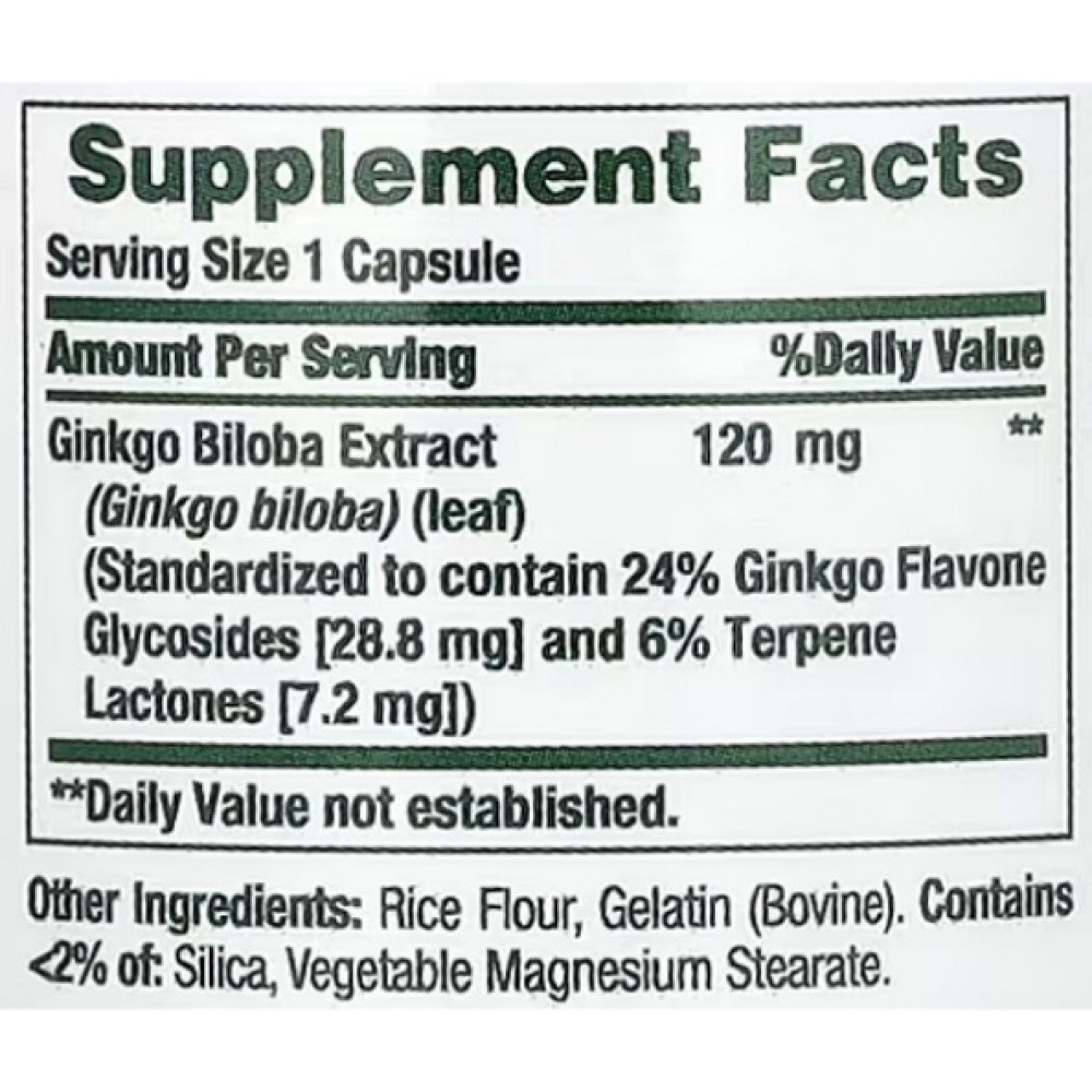 Гінкго Білоба Nature's Bounty Ginkgo Biloba 120 mg 100 Caps