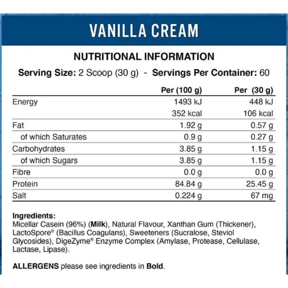 Протеїн Applied Nutrition 100% Casein 1800 g /60 servings/ Vanilla