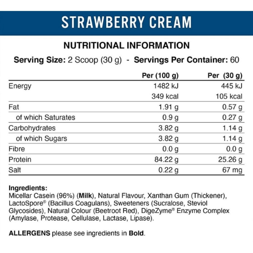 Протеїн Applied Nutrition 100% Casein 1800 g /60 servings/ Strawberry