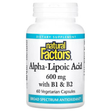 Альфа-ліпоєва кислота Natural Factors Alpha-Lipoic Acid with B1 & B2 600 mg 60 Veg Caps