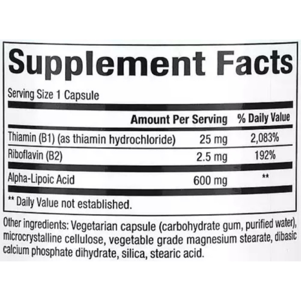 Альфа-ліпоєва кислота Natural Factors Alpha-Lipoic Acid with B1 & B2 600 mg 60 Veg Caps
