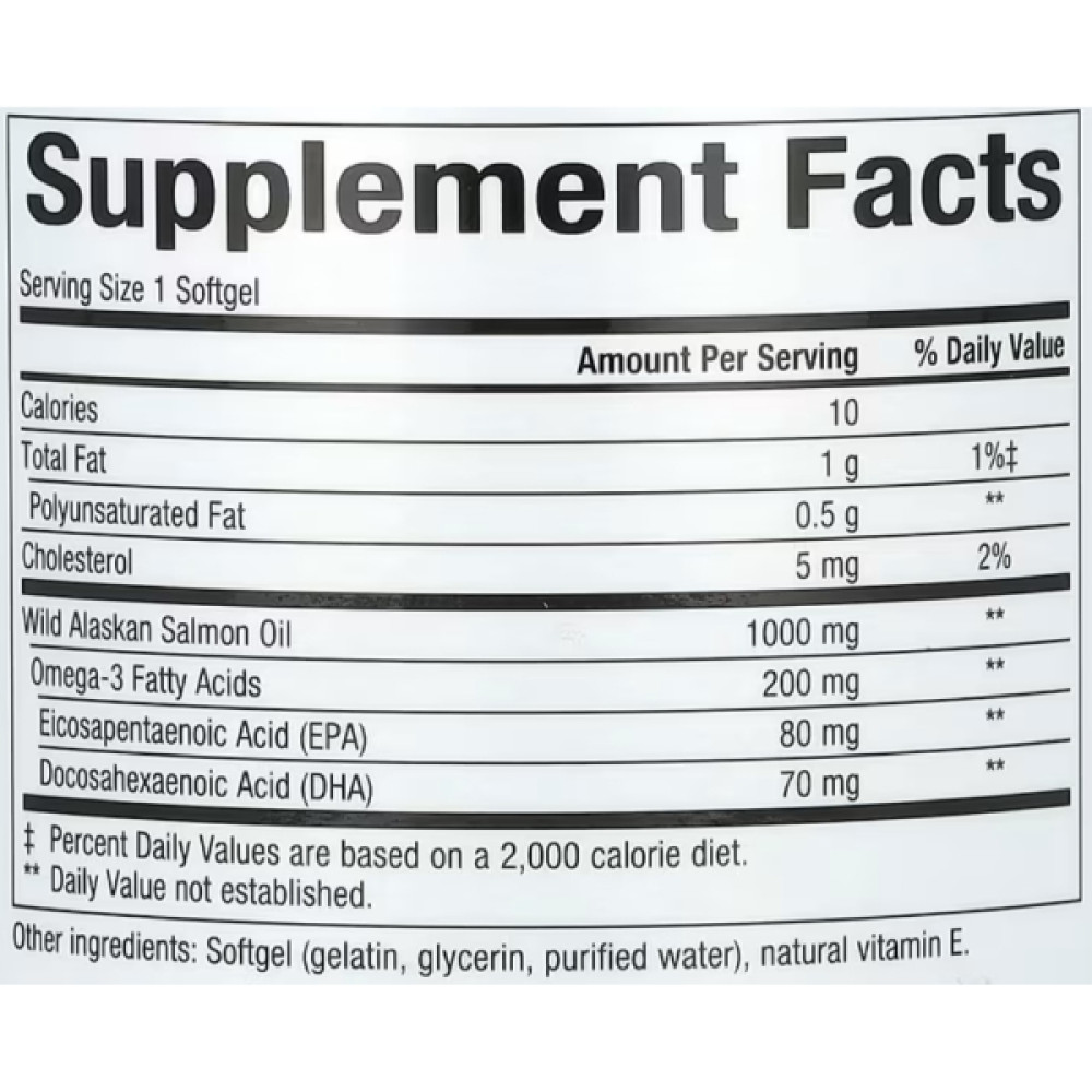Жир лосося Natural Factors Omega Factors Wild Alaskan Salmon Oil 1000 mg 180 Softgels