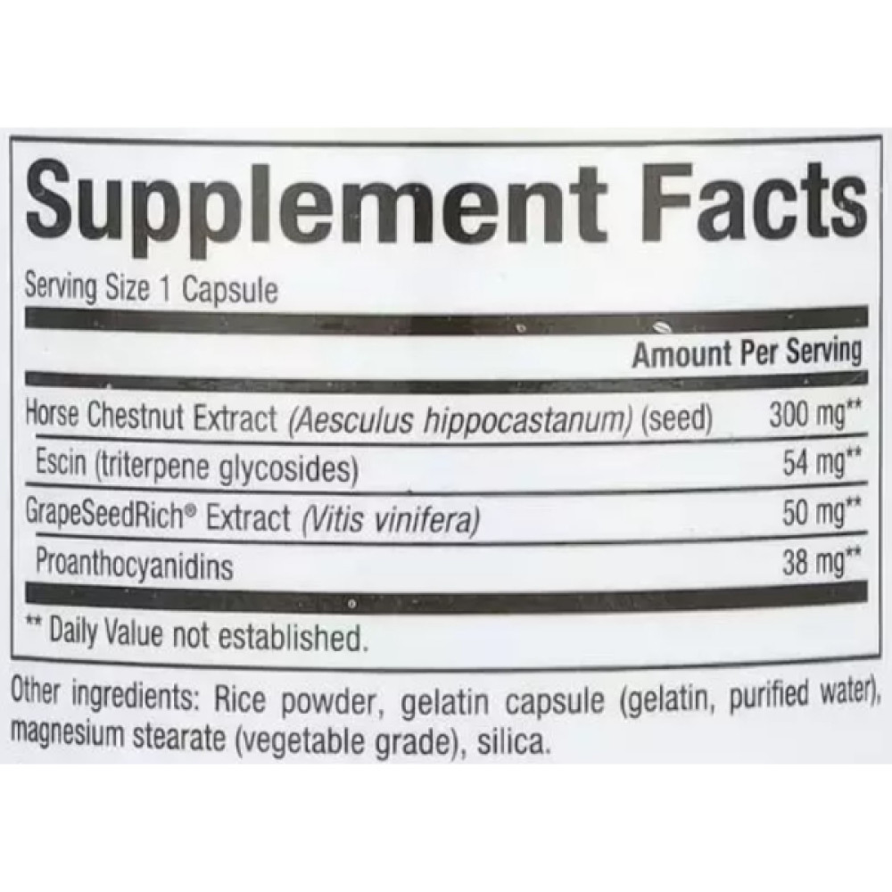 Екстракт кінського каштана Natural Factors Herbal Factors Horse Chestnut with GrapeSeedRich 350 mg 60 Caps