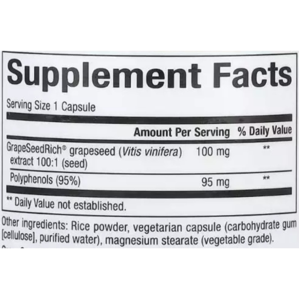 Екстракт виноградних кісточок Natural Factors GrapeSeedRich Grape Seed Extract 100 mg 60 Veg Caps