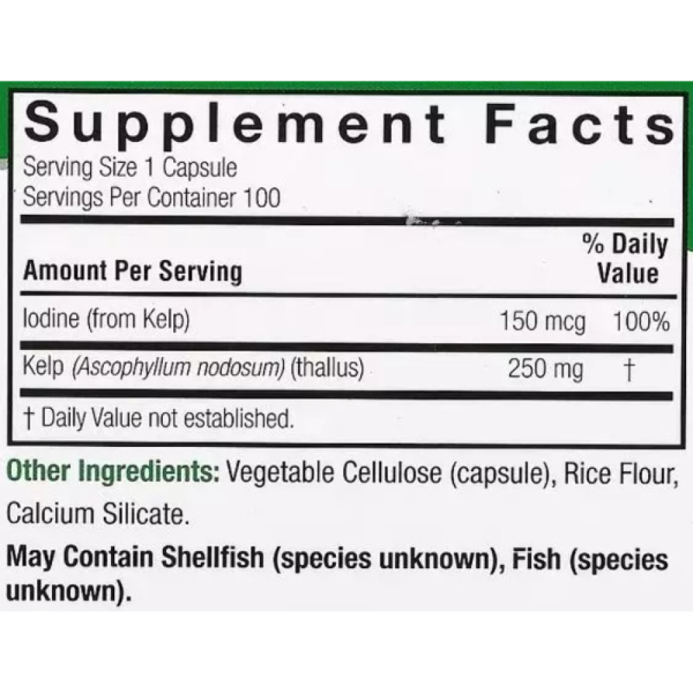 Мікроелемент Йод Nature's Answer Kelp Thallus 100 Veg Caps