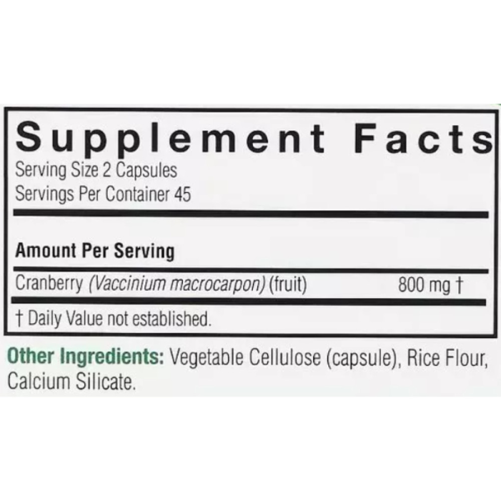 Журавлина Nature's Answer Cranberry 800 mg 90 Veg Caps