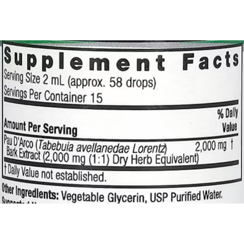 Мурашине дерево Nature's Answer Pau D'Arco Bark, Alcohol-Free 2000 mg 30 ml /15 servings/