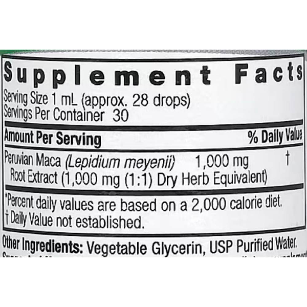 Мака Nature's Answer Maca Root, Alcohol-Free 1000 mg 30 ml /30 servings/