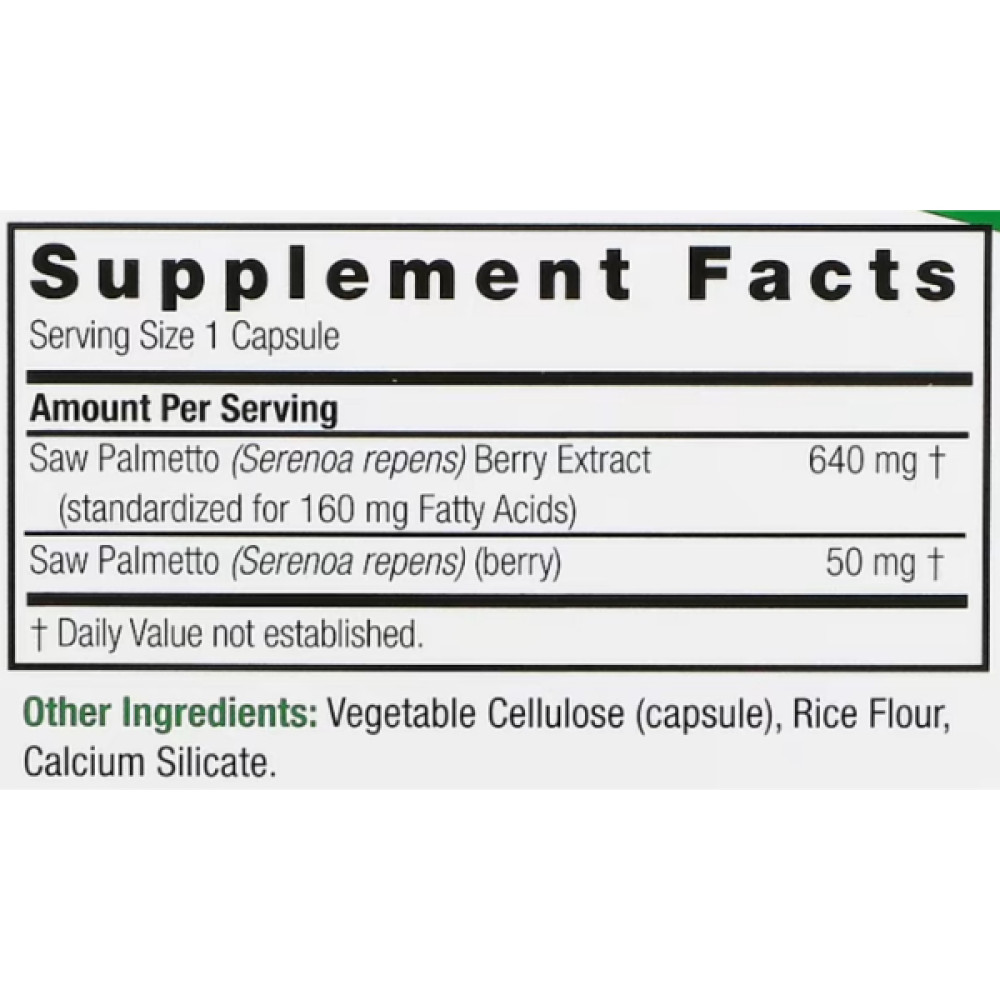 Екстракти ягід сереноа Nature's Answer Saw Palmetto, Standardized 690 mg 120 Veg Caps