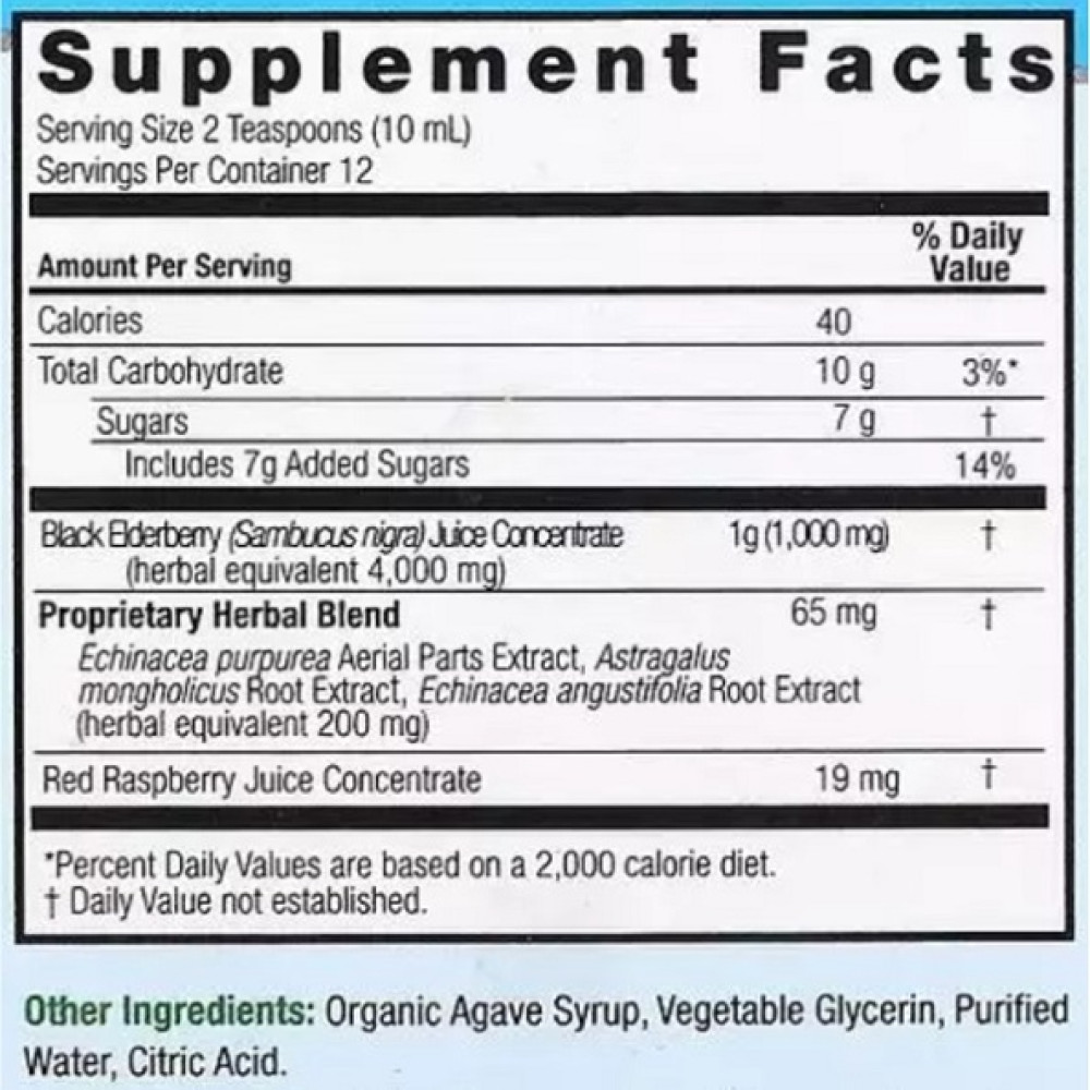 Бузина Nature's Answer Sambucus Kid's Formula 4000 mg 120 ml /12 servings/