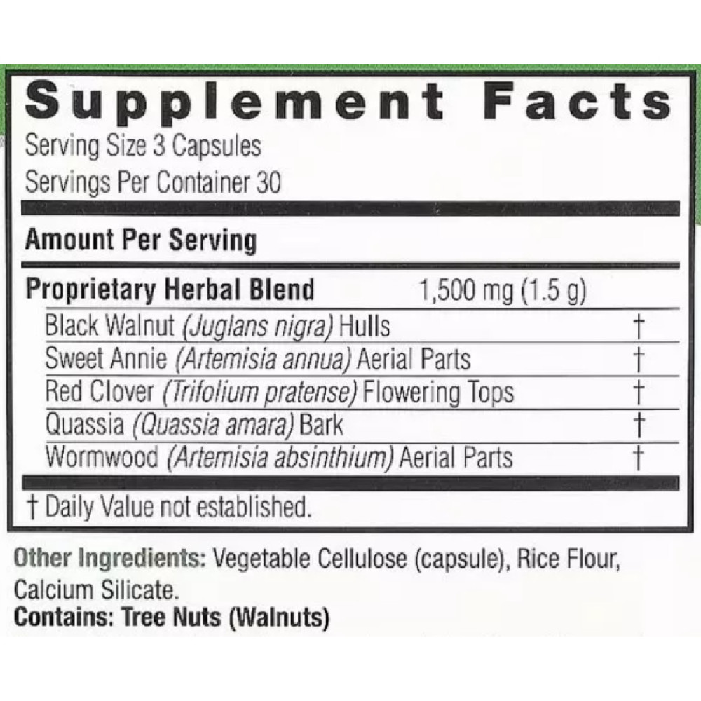 Чорний горіх Nature's Answer Black Walnut 1500 mg 90 Veg Caps