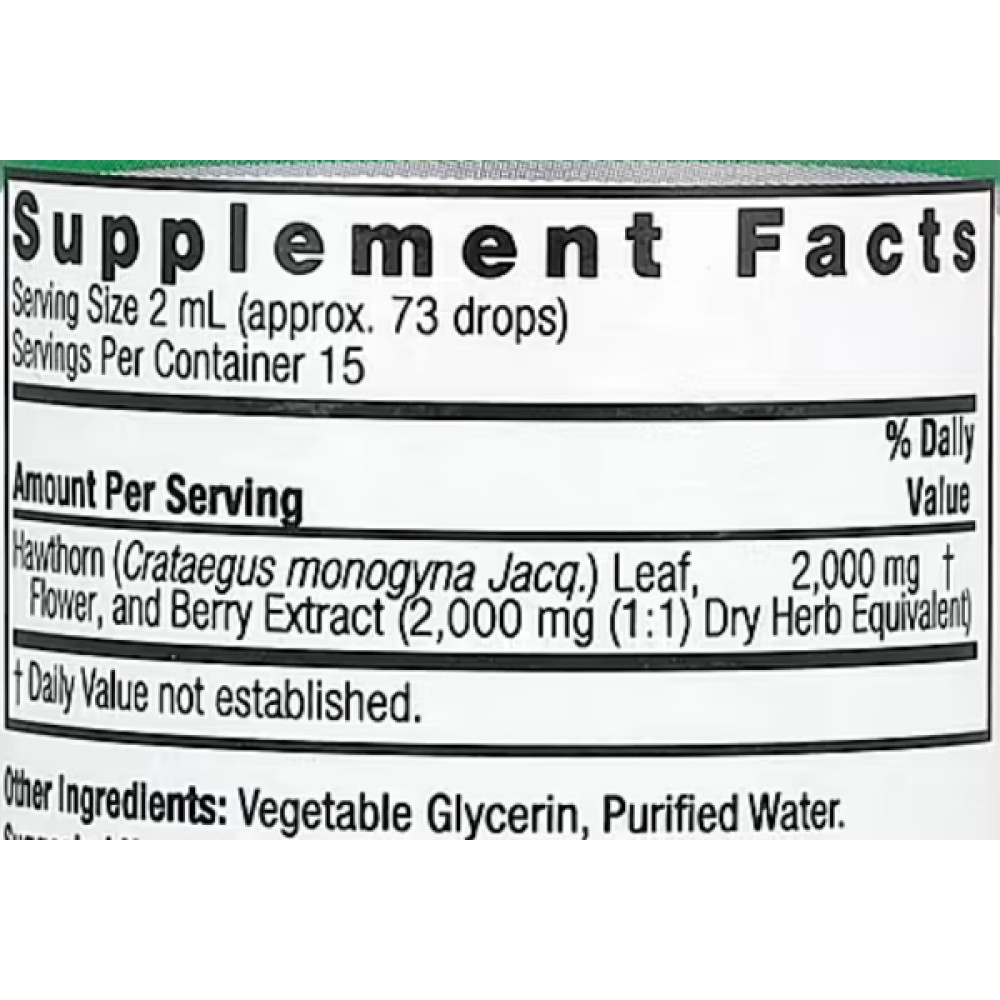 Комплекс для профілактики нервової системи Nature's Answer Hawthorn Berry 2000 mg Alcohol-Free 30 ml /15 servings/