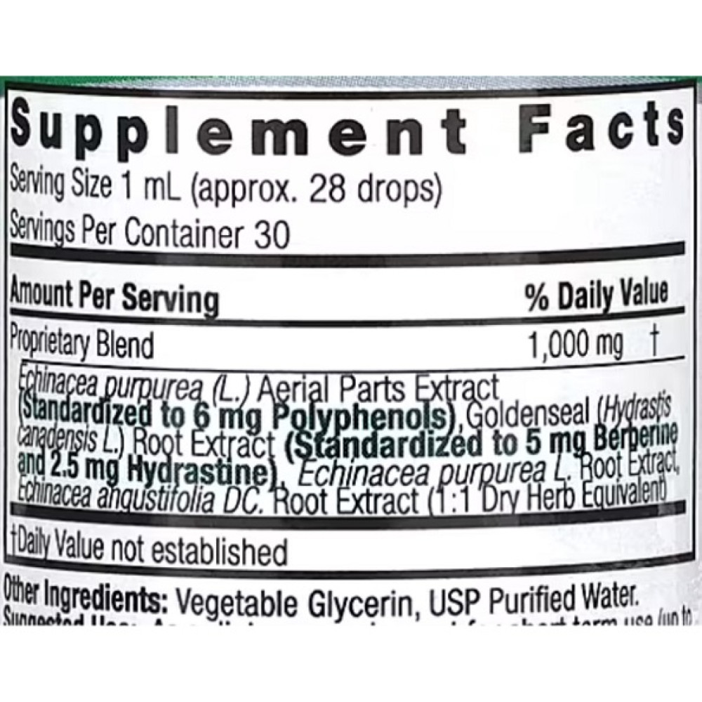 Екстракти для підвищення імунітету Nature's Answer Echinacea & Goldenseal, Alcohol-Free 30 ml /30 servings/
