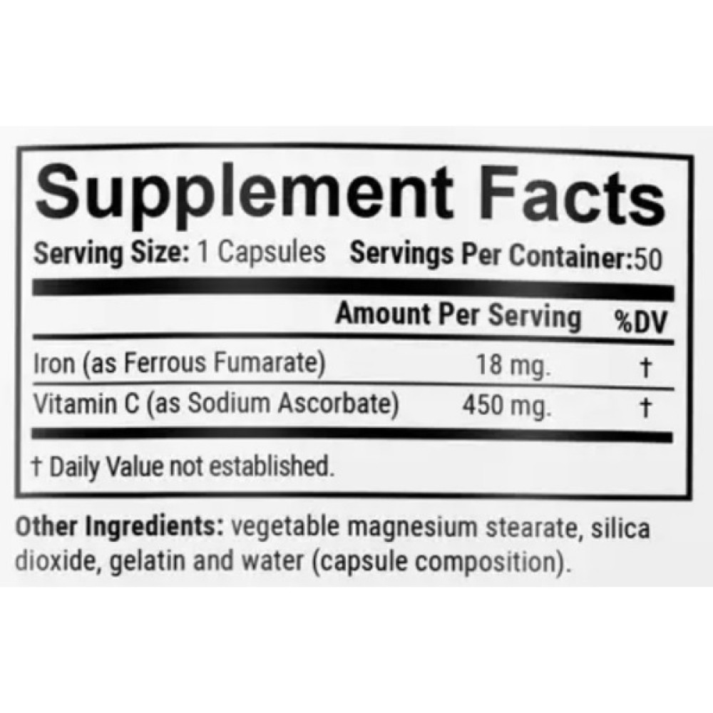 Мікроелемент Залізо En`vie Lab Iron (chelated fumarate) 18 mg 50 Caps