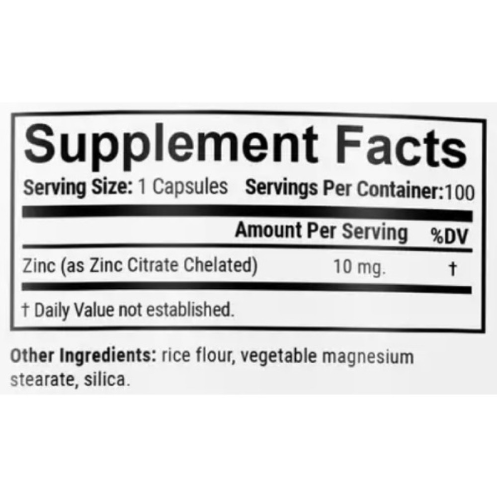 Мікроелемент Цинк En`vie Lab Zinc (cahelated citrate) 10 mg 100 Caps