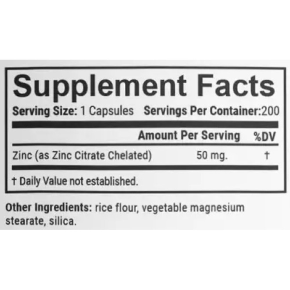 Мікроелемент Цинк En`vie Lab Zinc (cahelated citrate) 50 mg 200 Caps