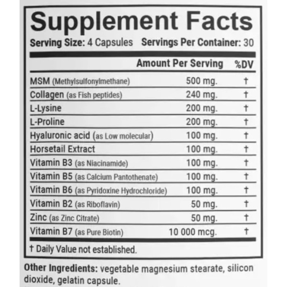 Комплекс для шкіри, волосся, нігтів En`vie Lab HNS (hair / nails / skin ) 1780 mg 120 Caps