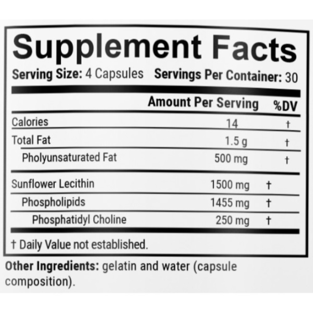 Лецитин En`vie Lab Lechitin Sunflower 98% Phospholipids 120 Caps