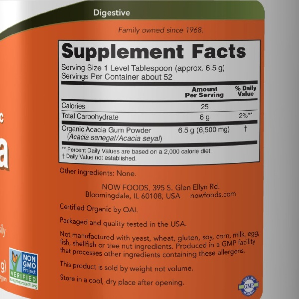 Клітковина NOW Foods Acacia Fiber 340 g /52 servings/ Pure