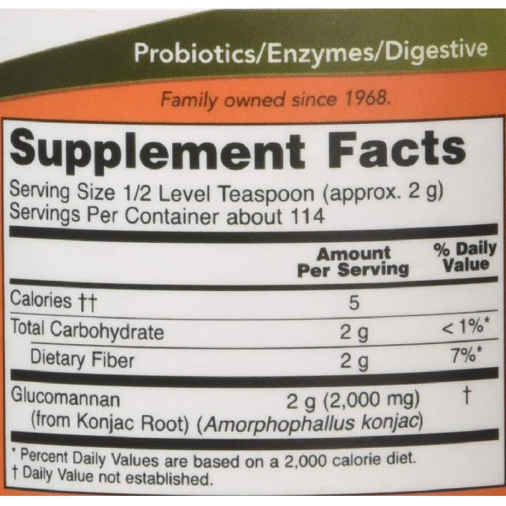 Клітковина NOW Foods Glucomannan 227 g /114 servings/ Pure