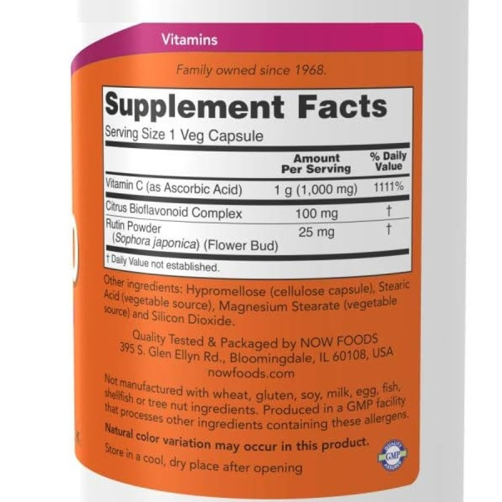 Вітамін C NOW Foods Vitamin C-1000 with Bioflavonoids 500 Veg Caps