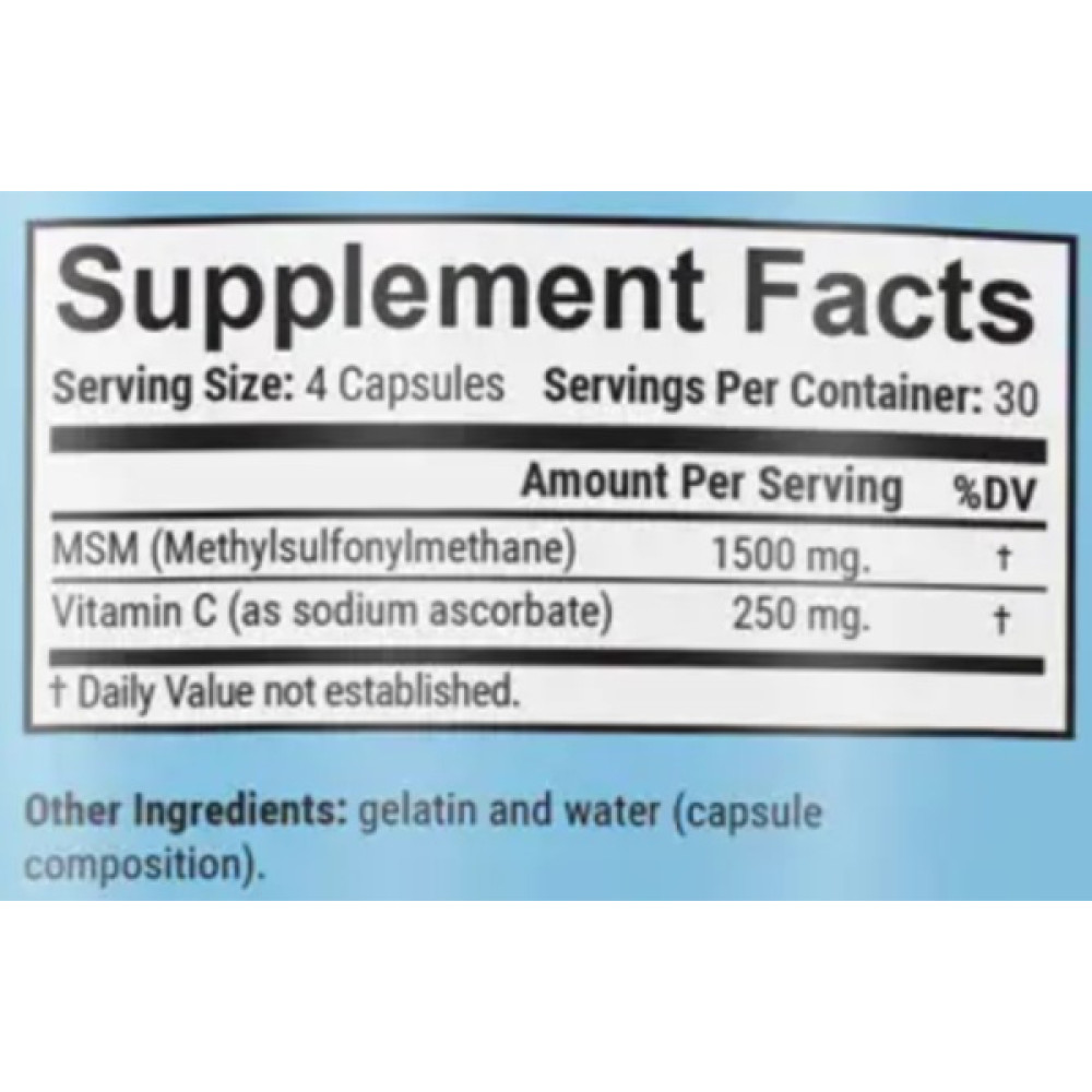 Хондропротектор (для спорту) GARO Nutrition MSM + Vitamin C 120 Caps