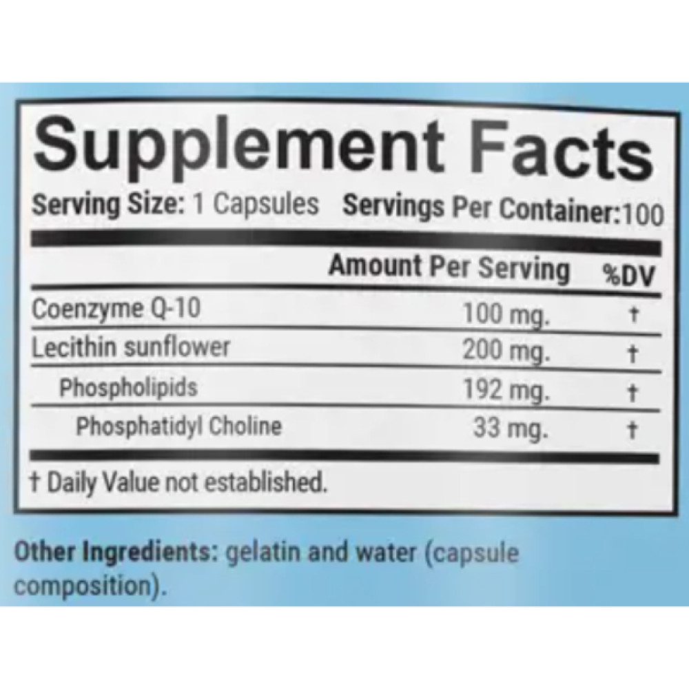 Гінкго Білоба GARO Nutrition Coenzime Q10 + Lecithin sunflower 100 mg 100 Caps