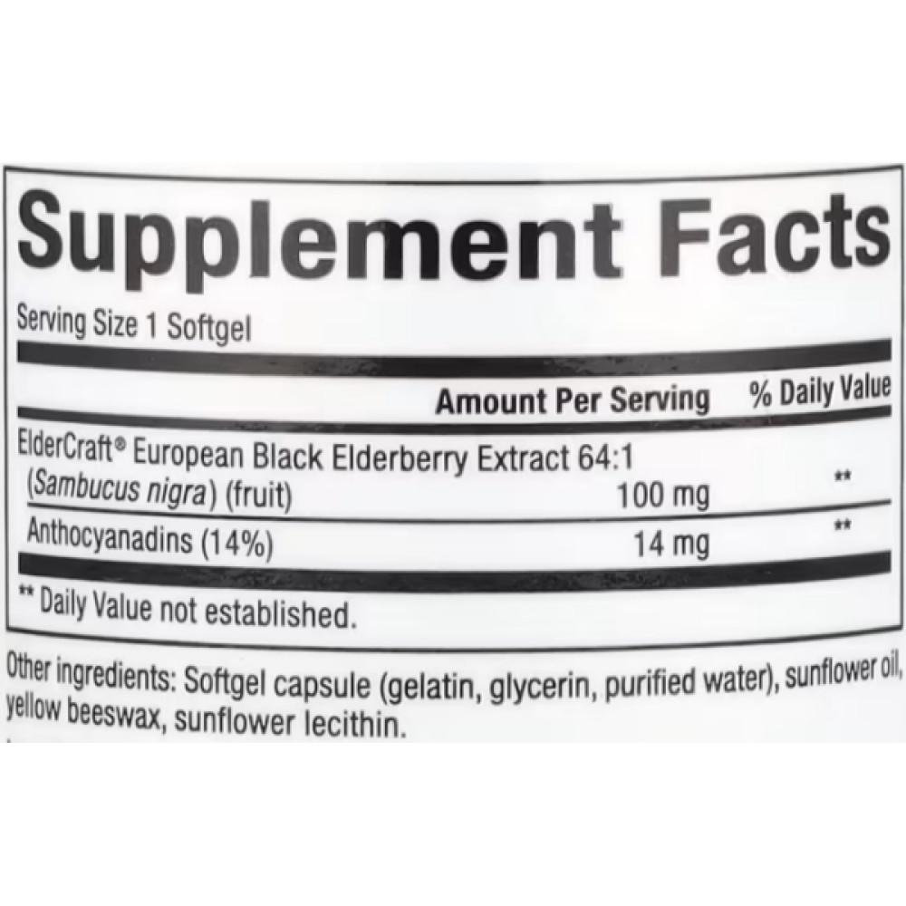 Бузина Natural Factors Black Elderberry 100 mg 60 Softgels
