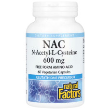 Ацетилцистеїн Natural Factors NAC, N-Acetyl-L-Cysteine 600 mg 60 Veg Caps