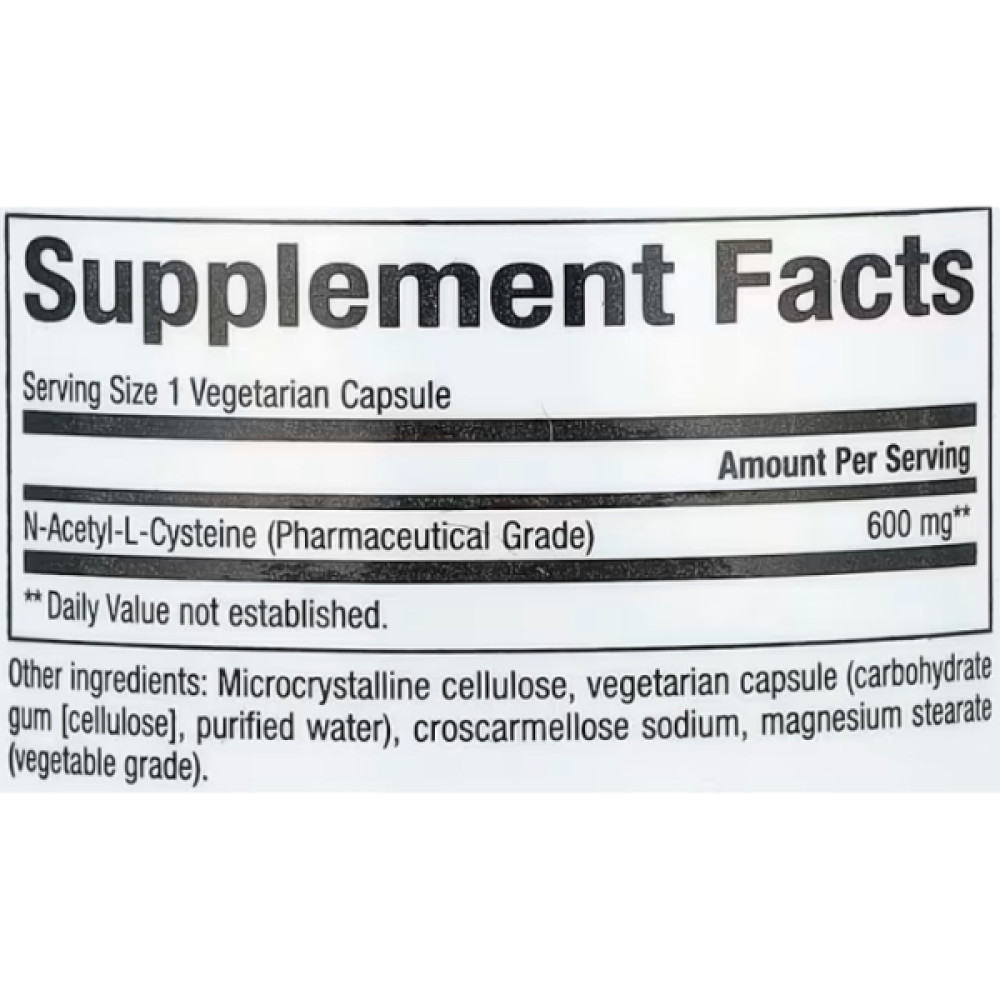 Ацетилцистеїн Natural Factors NAC, N-Acetyl-L-Cysteine 600 mg 60 Veg Caps