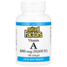 Вітамін A Natural Factors Vitamin A 10000 IU 3000 mcg 180 Softgels