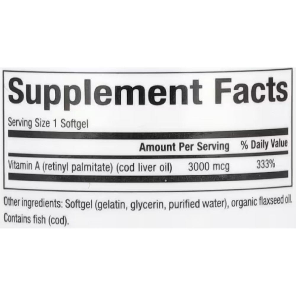 Вітамін A Natural Factors Vitamin A 10000 IU 3000 mcg 180 Softgels