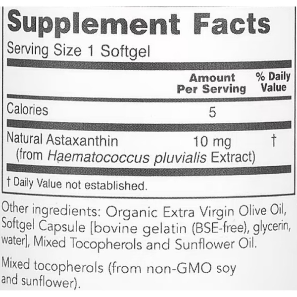 Астаксантін Protocol for Life Balance Astaxanthin 10 mg 60 Softgels