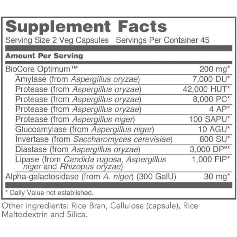 Травні ферменти Protocol for Life Balance Biocore Enhanced Enzymes 90 Veg Caps