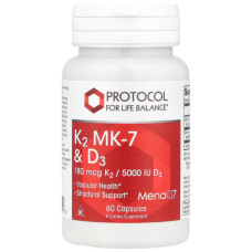 Вітамін K Protocol for Life Balance K2 Mk-7 & D3 60 Veg Caps