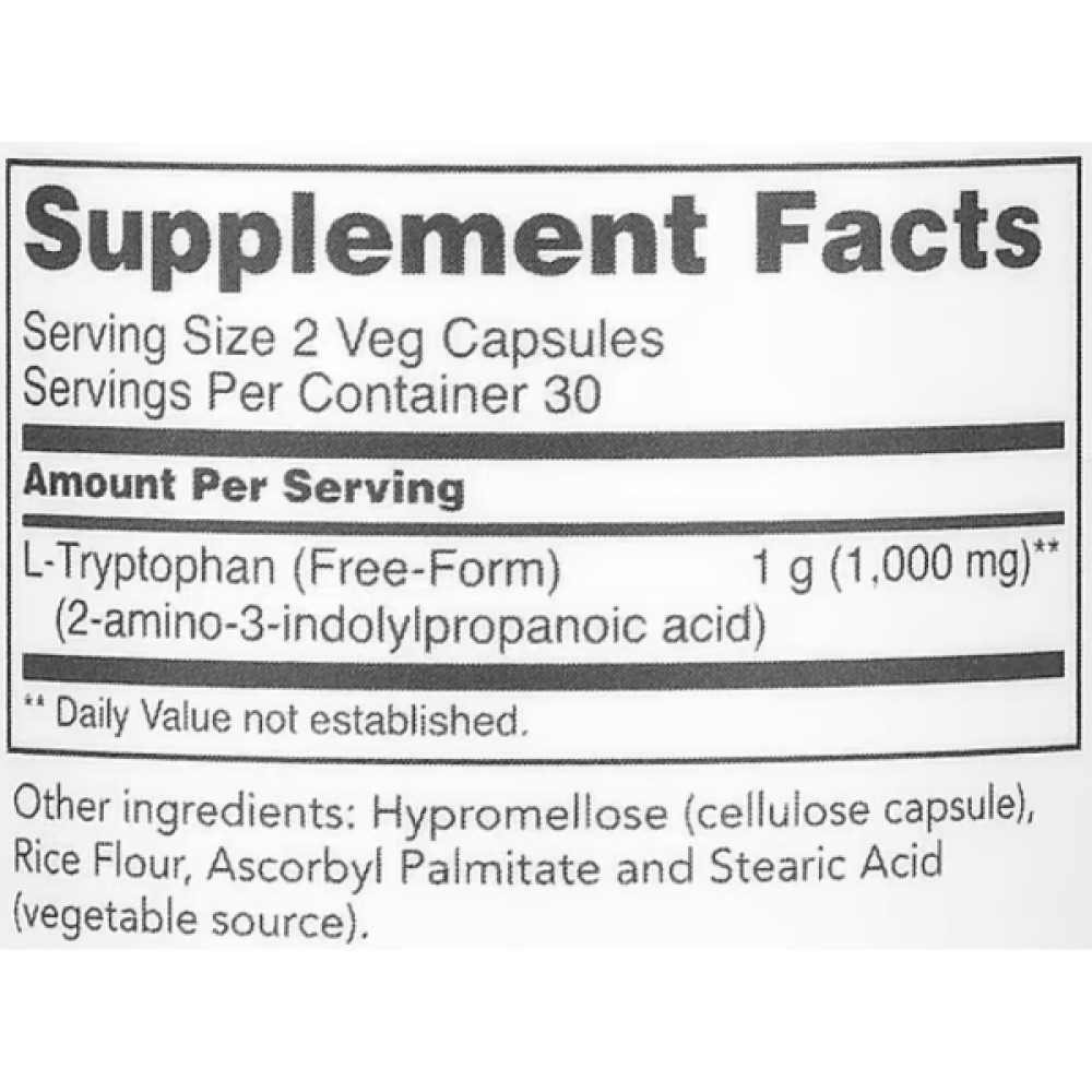 Триптофан Protocol for Life Balance L-Tryptophan 500 mg 60 Veg Caps