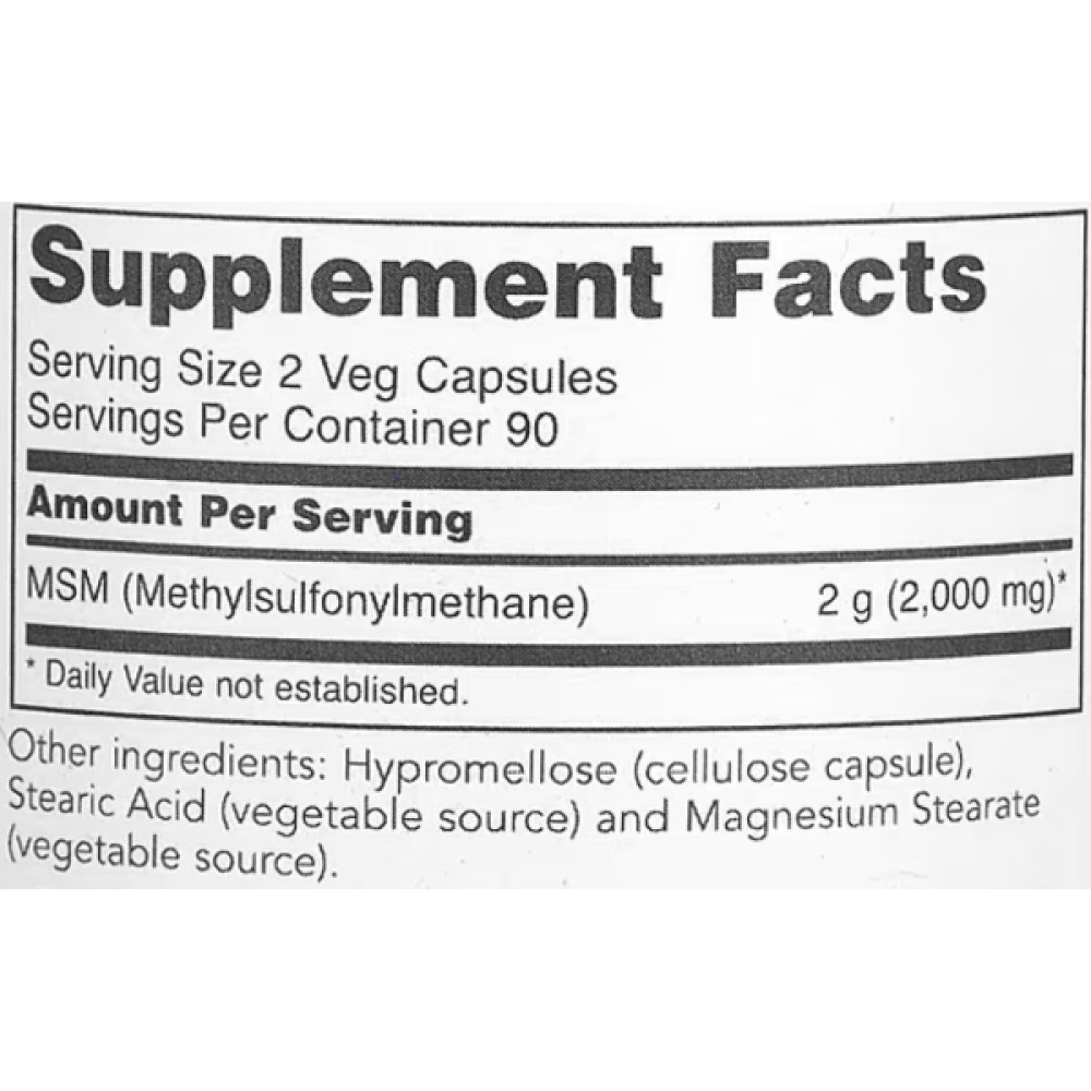 Препарат для суглобів та зв'зок Protocol for Life Balance MSM 1000 mg 180 Veg Caps